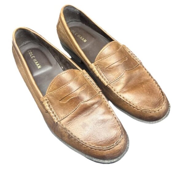 Cole Haan Mens Brown Leather Penny Loafer Slip On Shoe C24506 India Sz 10M - Picture 1 of 13